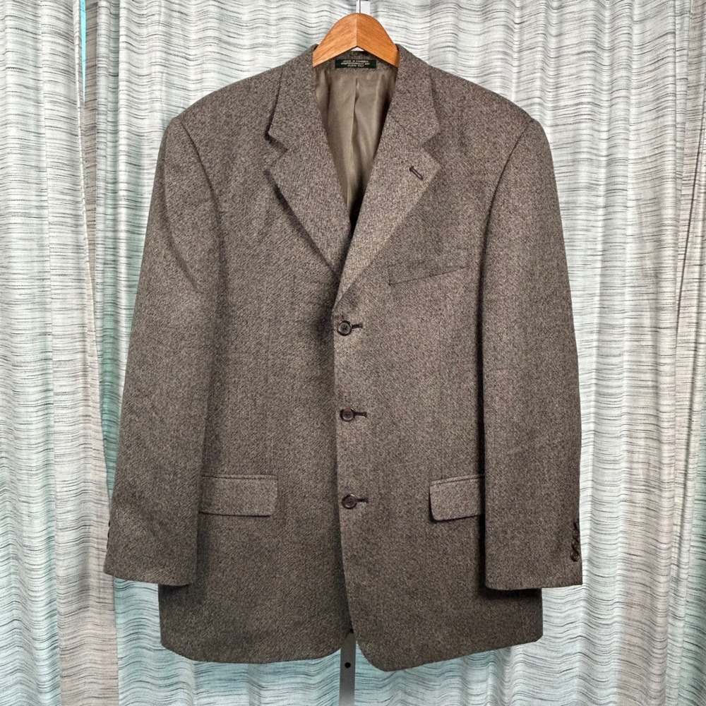 Ralph‎ Lauren Sport Coat Brown Tweed Blazer Mens 44R SK Famous Brands 100% Wool